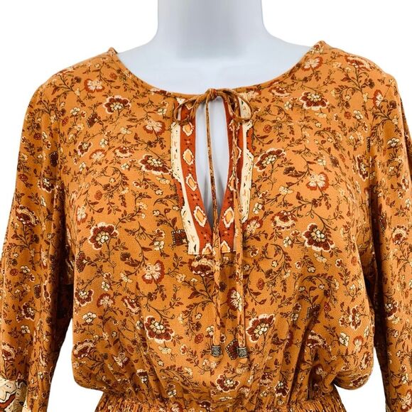 American Eagle Outfitters Peasant Smock Waist Boho Ditsy Floral Mini Dre… - Picture 6 of 13